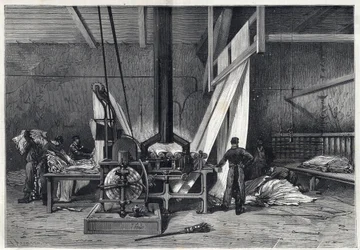Les grandes usines - Tintoria erie Boutarel a Clichy la Garenne - Le mesh des Etoffes - incisione del 1869