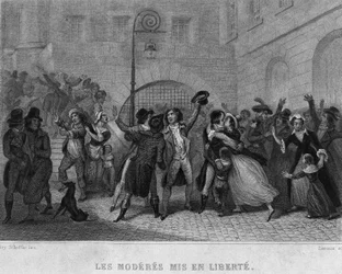 Les moderes mis en liberté - in "Rivoluzione francese" di Thiers. XIX secolo