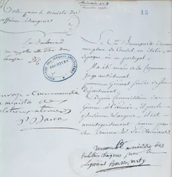 Lettera di raccomandazione firmata da Napoleone Bonaparte (1769-1821) per suo fratello, Giuseppe (1768-1844) dicembre 1795