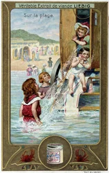 Serie di cromolitografie Liebig Giochi sulla spiaggia dei bambini. XIX secolo
