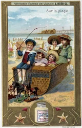 Gioco sulla spiaggia di bambini, serie cromolitografica Liebig, XIX secolo