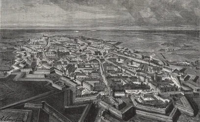 Città di Lille nel Nord della Francia - incisione in 