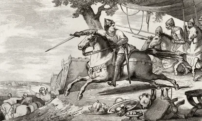 Lotario (941-86) guida il suo esercito in battaglia, da 