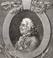Louis-Élisabeth de la Vergne, conte di Tressan, 1705-1783. Soldato francese, medico, scienziato, medievalista e scrittore. Da Les Heures Libres pubblicato nel 1908