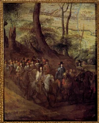 Luigi II di Borbone, Principe di Condé (Gran Condé) o Duca di Enghien, che assedia una città