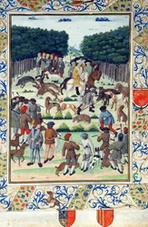 Louis Malet (1441-1516) Signore di Graville, caccia al cinghiale, dal Terrier de Marcoussis, dopo il 1493