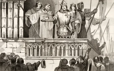 Luigi VII (1120-80) il Giovane raccoglie sostegno per la Seconda Crociata nel 1144, da 