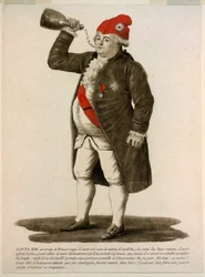 Luigi XVI con il berretto rosso, mentre grida «Viva la nazione!», pubblicato nel 1792