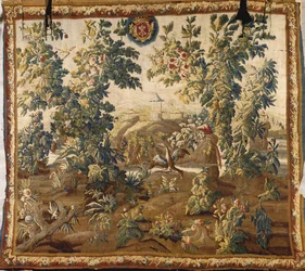 Arazzo Verdure di Luigi XV Aubusson, con stemma di Cluny