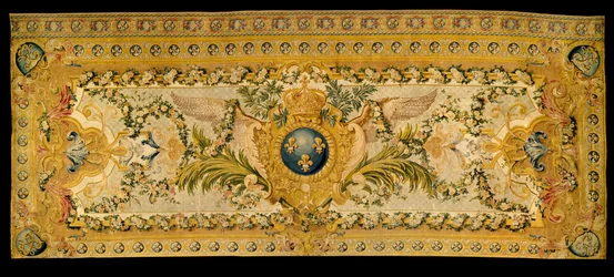 Arredamento di Luigi XV: tappeto della tribuna della cappella reale di Versailles. Realizzato dalla manifattura di Chaillot. 1759 Versailles, museo del castello.