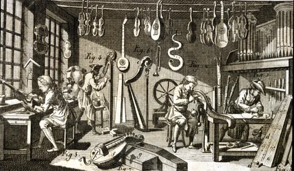 Laboratorio del liutaio. Incisione - nell