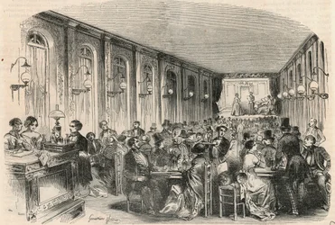 Stampa lirica del passaggio Jauffroy a Parigi nel XIX secolo - Incisione in "Tableau-de-Paris" di Edmond Texier 1852