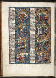 MS. Harley 1527, f.80v, miniature dalla Bible moralisée