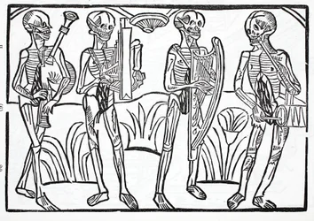 Danza macabra - scheletri di musicisti in un