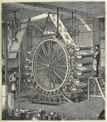 Macchina per stampare carta da parati fino a venti colori, pub. 1873 incisione, 1873