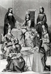 Madame de Maintenon con le sue dame di compagnia