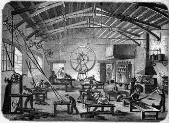 Fabbricazione di tapparelle nelle officine di Hippolyte Chameroy
