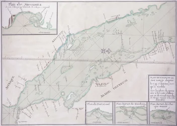 Mappa manoscritta della porzione meridionale del Mar Rosso dal Corno d