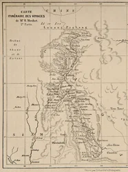 Mappa del Laos e del fiume Mekong che mostra l