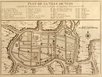 Mappa della città di Siam, capitale del regno omonimo, dopo un