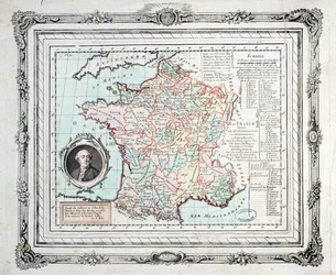 Mappa delle regioni e dei distretti della Francia, conosciuta come la Carte de Necker, 1789