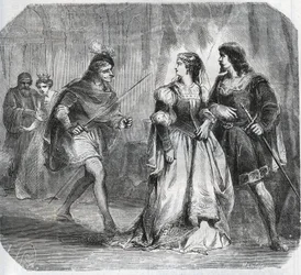 Margherita di Baviera, Duchessa di Borgogna (1363-1423) e la Regina Isabeau (Isabella, Elisabetta) di Baviera (1371-1435) separano Luigi I di Valois, Duca d