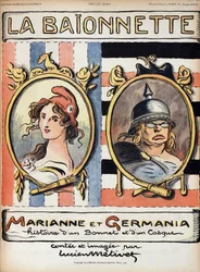 Marianne e Germania, storia di un cappello e di un elmo - in "La Bayonette" del 18/04/1918