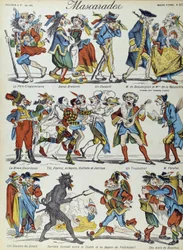 Mascherata: personaggi caricaturali mascherati - Immagine di Epinal