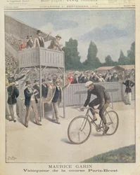 Maurice Garin (1871-1957) campione della corsa Parigi-Brest, da Le Petit Journal, 1 settembre 1901