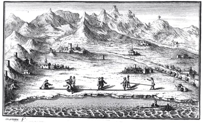 Misurazione del meridiano, illustrazione da La Meridienne de Paris di Cesar-Francois Cassini de Thury