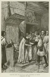Messere Giovanni di Hainaut andò a trovare la regina (incisione)