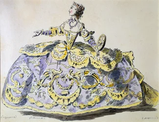Miss Laguerre come Fortuna, facsimile di A. Guillaumot fils (incisione colorata a mano)