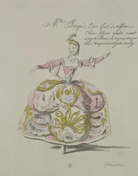 Miss Puvigne come Aria, in Zoroastre, un libretto di Cahusac, composto da Jean-Philippe Rameau, facsimile di A. Guillaumot Fils, 1749 (incisione a colori)