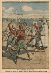 Barbarie marocchina, come vengono trattati i marinai in sciopero, illustrazione da 