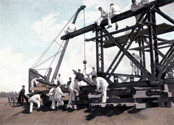 Montaggio di un ponte ferroviario - in "Album militaire" - Genie