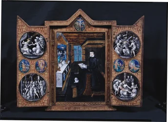 Mobile da lutto con scene della vita di Cristo e attributi di Enrico II (1519-59) e Caterina de