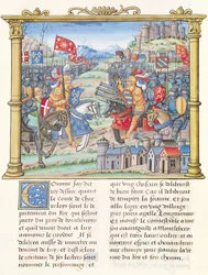 Ms.18 f.7v Battaglia di Montlhery durante la Guerra della Lega del Bene Pubblico, 14 luglio 1465, dalle Memorie di Philippe di Commines (1445-1509)