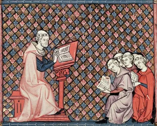 Ms 1044 fol.73v Una lezione di filosofia, da Ovide Moralisé scritto da Chrétien Legouais