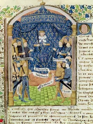 Carlo VII circondato dalla sua corte e Giovanna d