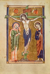 Ms. 1273 fol.14v La Crocifissione, illustrazione da un salterio