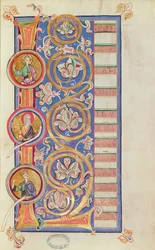 Ms 14 fol.23 Iniziale istoriata L con medaglioni, da un Evangeliario
