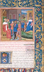 Illustrazione dal Libro XVI (Dal completamento del Tempio da parte di Erode alla morte di Alessandro e Aristobulo), Capitolo 1 delle Antichità giudaiche (Antiquitates Judaicae) di Flavio Giuseppe