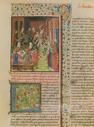 Ms 246 fol.151r Temporale e Terminale, dalla traduzione francese di De Civitate Dei di Sant