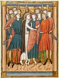 Ms. 3016, fol. 15v: Il bacio di Giuda, dal Salterio ad uso di Parigi