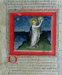 Ms 313 Dio che crea le stelle, dalla Bibbia dei Grandi Agostiniani, 1494