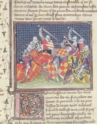 Ms 3480 Cavalieri in battaglia, dal Livre de Messire Lancelot du Lac