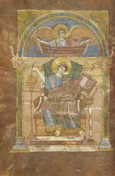 Ms 4 fol.17v San Matteo, dal Vangelo di San Riquier, c.800