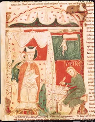 Papa Gregorio I il Grande (c.540-604) che detta il Libro di Giobbe al suo scriba Pietro, da Moralia in Job di Papa Gregorio il Grande