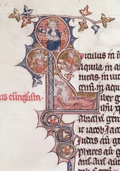 Ms 7 fol.199v Iniziale istoriate L che raffigura l