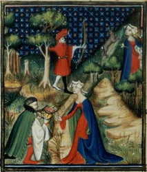Ms Fr 12420 fol.139v. La storia di Procri, da `De Claris Mulieribus, dalle opere di Giovanni Boccaccio (1313-75)